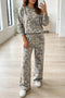 Camouflage Print Long Sleeve Wide Leg Two Piece Pant Set