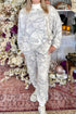 Camouflage Print Mock Neck Long Sleeve Loungewear Set