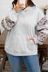 Camouflage Print Patchwork Asymmetric Sleeve Pullover Hoodie