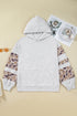 Camouflage Print Patchwork Asymmetric Sleeve Pullover Hoodie