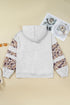 Camouflage Print Patchwork Asymmetric Sleeve Pullover Hoodie