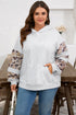 Camouflage Print Patchwork Asymmetric Sleeve Pullover Hoodie