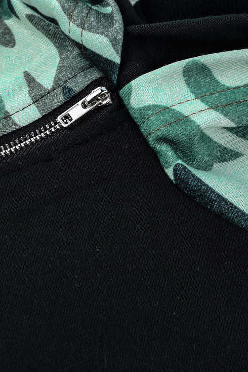 Camouflage Print Raglan Sleeve Hoodie