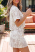 Camouflage Print Raw Edge Cropped Top Two Piece Dress