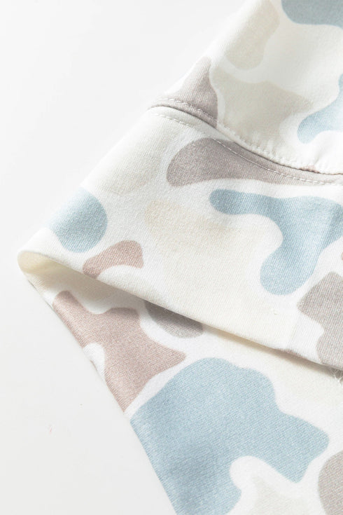 Camouflage Print Relaxed Drawstring Active Pullover Hoodie
