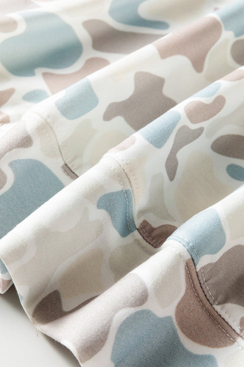 Camouflage Print Relaxed Drawstring Active Pullover Hoodie