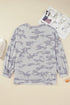 Camouflage Print Round Neck Long Sleeve Sweatshirt