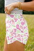Camouflage Print Shirred High Waist Athleisure Casual Shorts