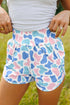 Camouflage Print Shirred High Waist Athleisure Casual Shorts