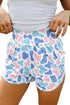 Camouflage Print Shirred High Waist Athleisure Casual Shorts