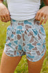 Camouflage Print Shirred High Waist Athleisure Casual Shorts