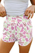 Camouflage Print Shirred High Waist Athleisure Casual Shorts
