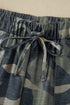 Camouflage Print Slim Tank Drawstring Western Pant Set