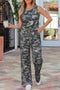 Camouflage Print Slim Tank Drawstring Western Pant Set