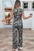 Camouflage Print Slim Tank Drawstring Western Pant Set