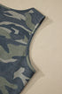 Camouflage Print Slim Tank Drawstring Western Pant Set