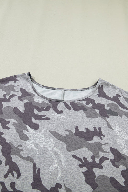 Camouflage Print Soft Stretch Casual T Shirt