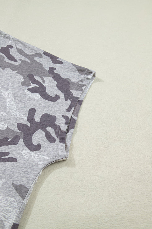 Camouflage Print Soft Stretch Casual T Shirt