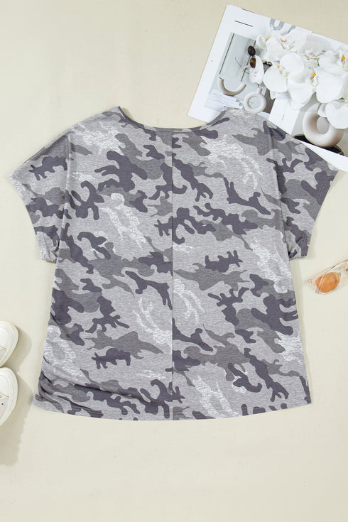 Camouflage Print Soft Stretch Casual T Shirt
