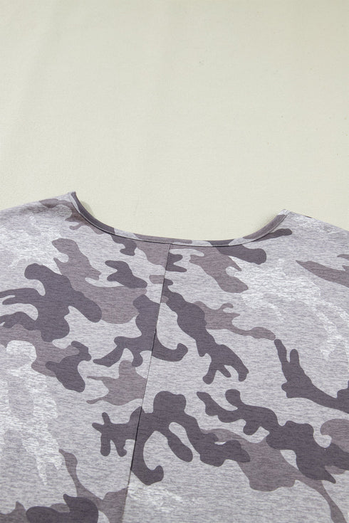 Camouflage Print Soft Stretch Casual T Shirt