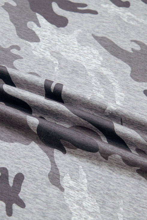 Camouflage Print Soft Stretch Casual T Shirt