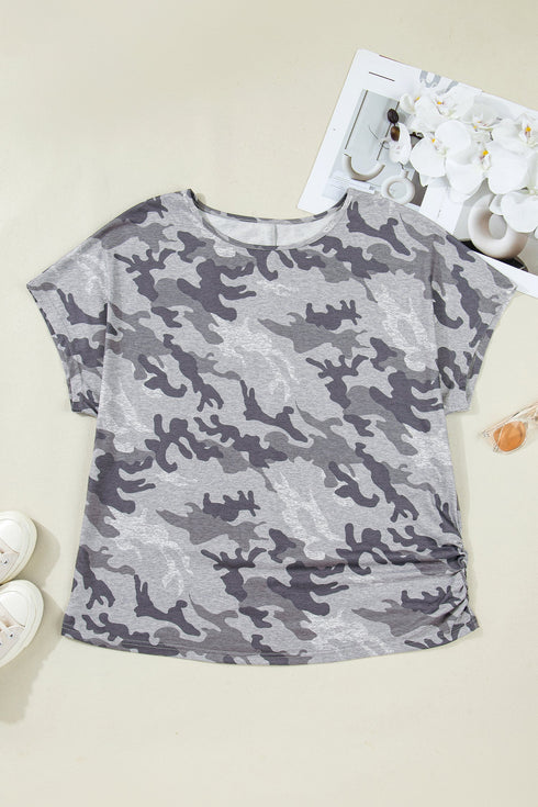 Camouflage Print Soft Stretch Casual T Shirt
