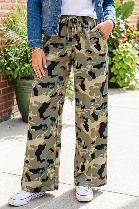 Camouflage Print Street Fashion Drawstring Shift Pants