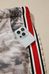 Camouflage Print Striped Side Panel Patchwork Drawstring Pants