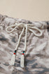 Camouflage Print Striped Side Panel Patchwork Drawstring Pants