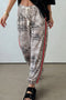Camouflage Print Striped Side Panel Patchwork Drawstring Pants