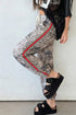 Camouflage Print Striped Side Panel Patchwork Drawstring Pants