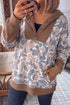 Camouflage Print Waffled Patchwork Loose Pullover Hoodie