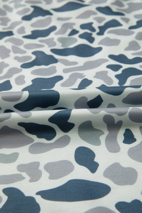 Camouflage Print Western Single Chest Pocket V Neck Tee