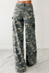Camouflage Print Wide Leg Cargo Utility Denim Jeans