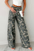 Camouflage Print Wide Leg Cargo Utility Denim Jeans