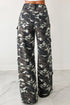 Camouflage Print Wide Leg Cargo Utility Denim Jeans