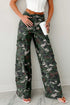 Camouflage Print Wide Leg Cargo Utility Denim Jeans