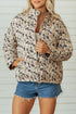 Camouflage Quilted Metal Button Collared Puffer Coat