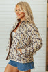 Camouflage Quilted Metal Button Collared Puffer Coat