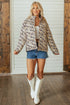 Camouflage Quilted Metal Button Collared Puffer Coat