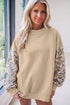 Camouflage Sleeve Crew Neck Baggy Pullover Sweatshirt