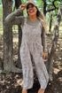 Camouflage Twist Ribbed Sleeveless Full Length Corded Jumpsuit