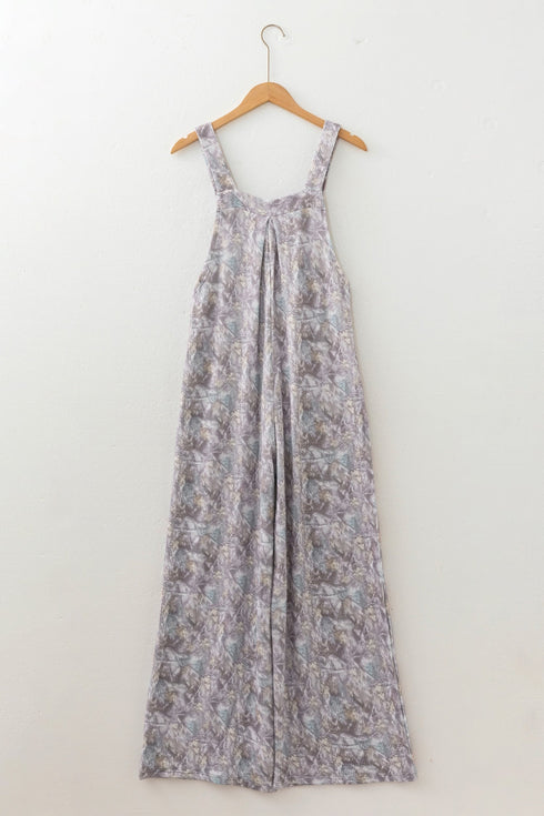 Camouflage Twist Ribbed Sleeveless Full Length Corded Jumpsuit