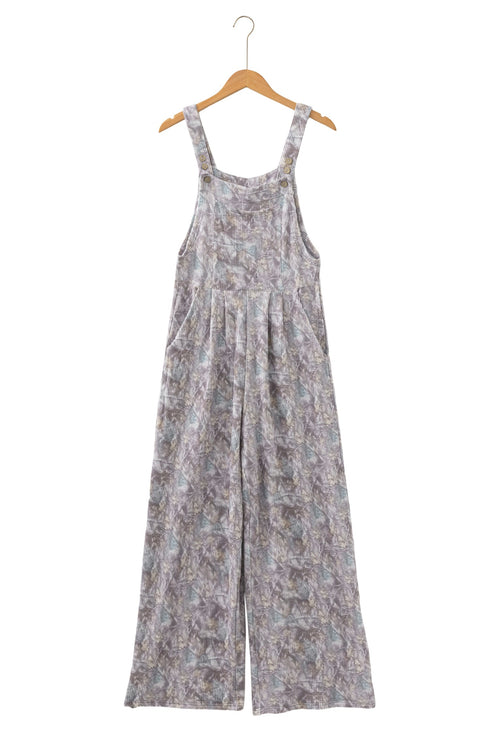 Camouflage Twist Ribbed Sleeveless Full Length Corded Jumpsuit