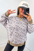 Camouflage Waffle Knit Trim Long Sleeve Top
