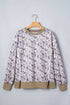 Camouflage Waffle Knit Trim Long Sleeve Top