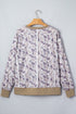 Camouflage Waffle Knit Trim Long Sleeve Top