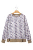 Camouflage Waffle Knit Trim Long Sleeve Top