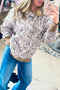 Camouflage Waffle Knit Trim Long Sleeve Top