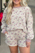 Camouflage Waffle Texture Pullover Coordinated Short Set